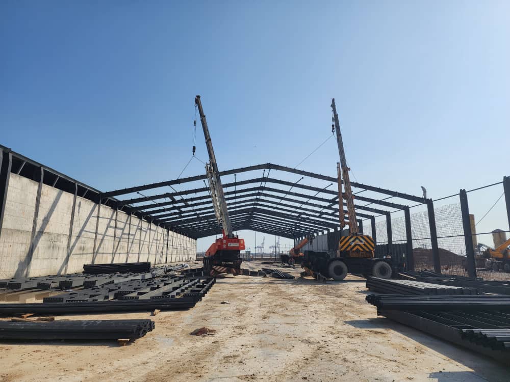 Preparation, construction, and installation of grain storage warehouses with a 40-meter span